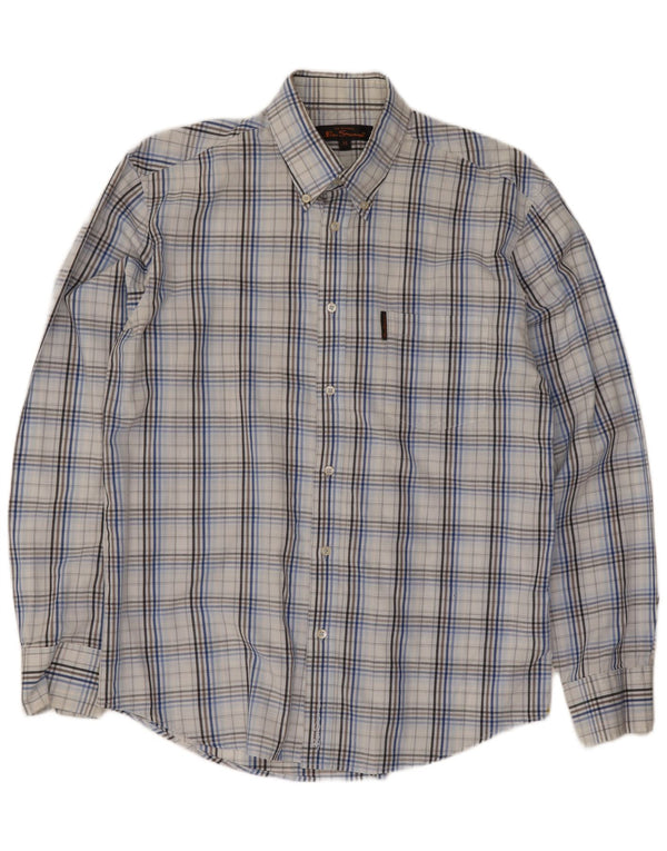 Cămașă pentru bărbați Ben Sherman, bumbac cu carouri albastru mediu