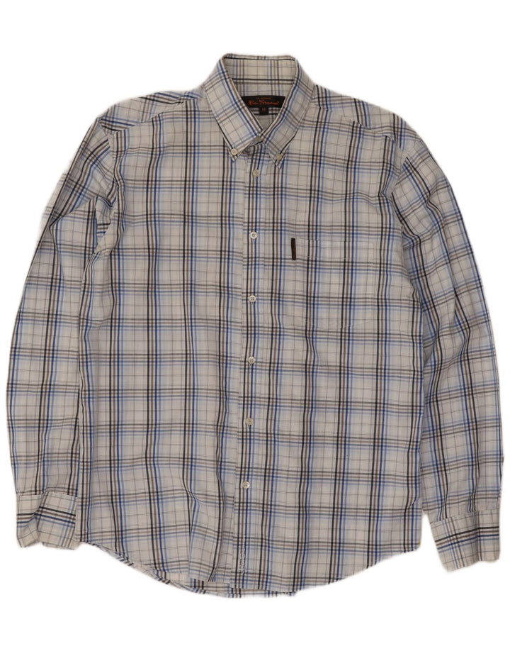 Cămașă pentru bărbați Ben Sherman, bumbac cu carouri albastru mediu