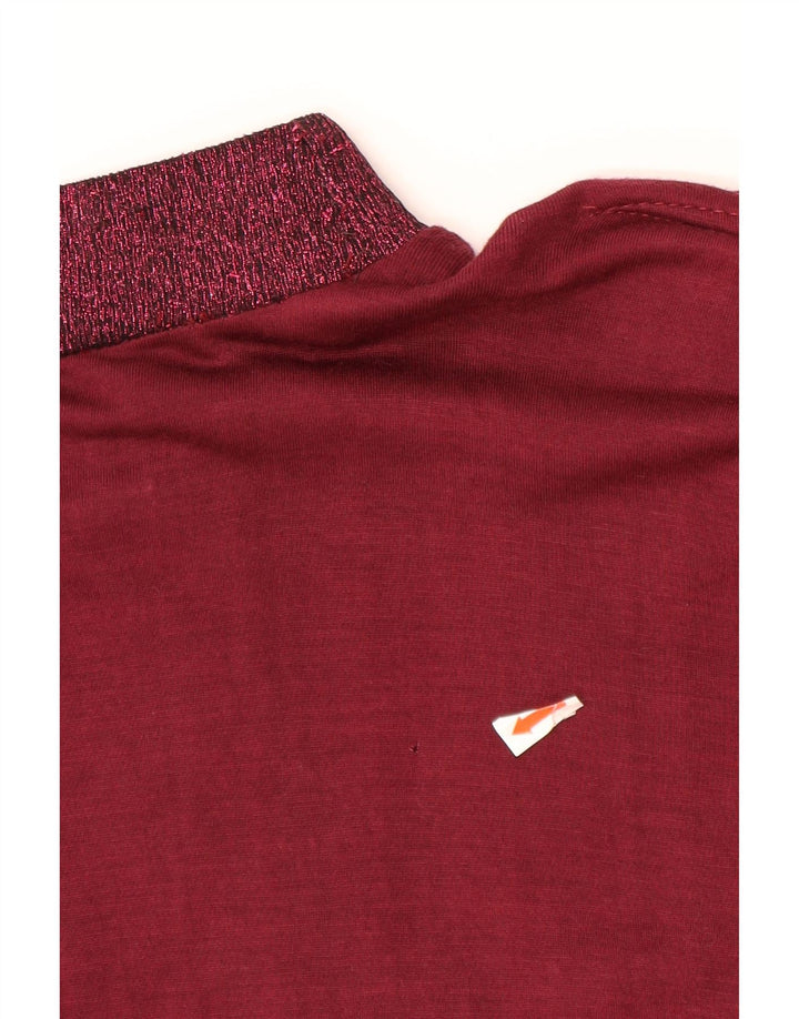 VINTAGE Top pentru femei cu mânecă lungă UK 14 mare Burgundy Floral