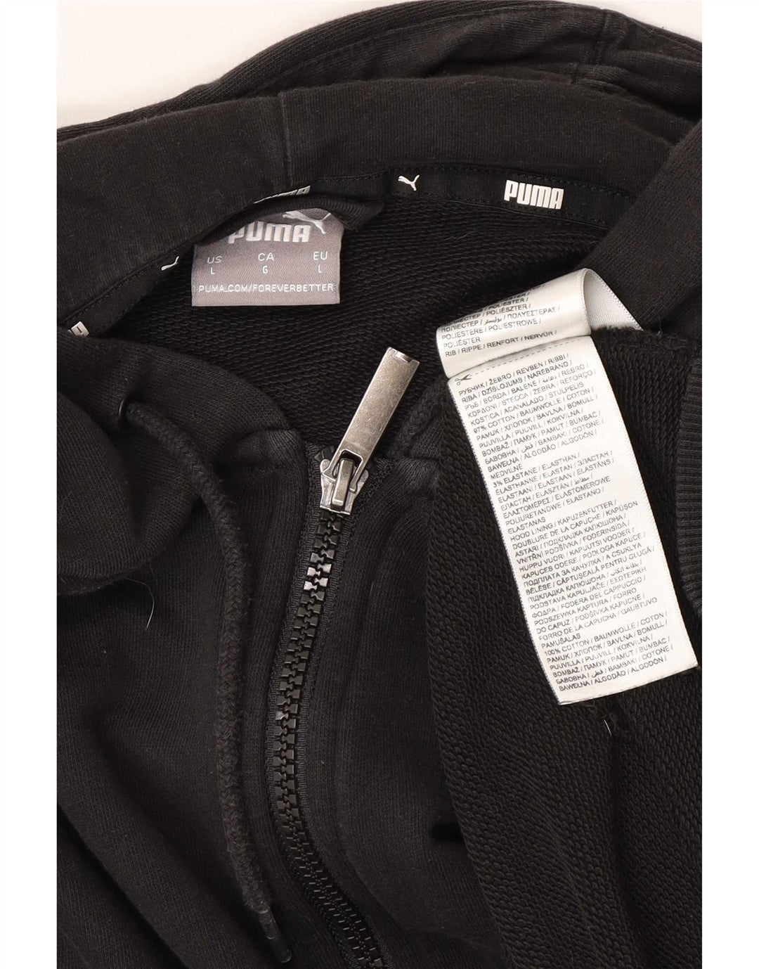 Pulover Puma pentru bărbați, cu fermoar, bumbac mare, negru