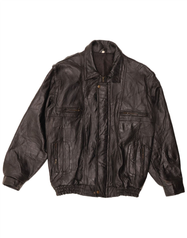 Jachetă de piele pentru bărbați VINTAGE UK 40, mare, neagră