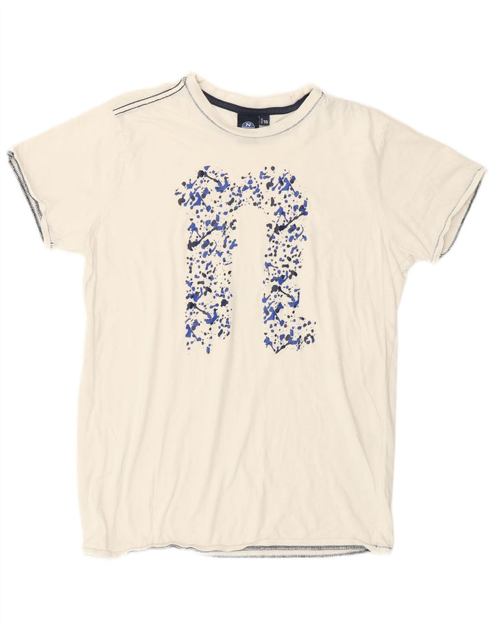 Tricou grafic North Sails pentru băieți Top 15-16 ani alb pete