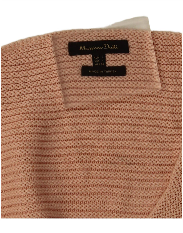 Pulover cu decolteu în V Massimo Dutti pentru femei UK 16, mare, roz