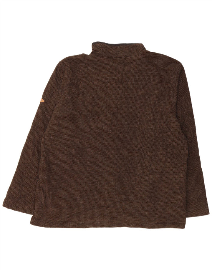 Pulover pentru bărbați Orvis, cu fermoar 1/4, cu fermoar și gât, poliester maro 2XL