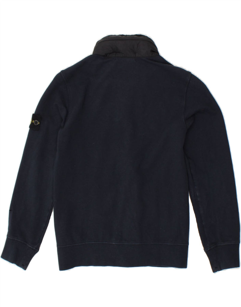 STONE ISLAND Boys Hooded Tracksuit Top Jacket 7-8 Years Navy Blue Cotton Vintage Stone Island and Second-Hand Stone Island from Messina Hembry 