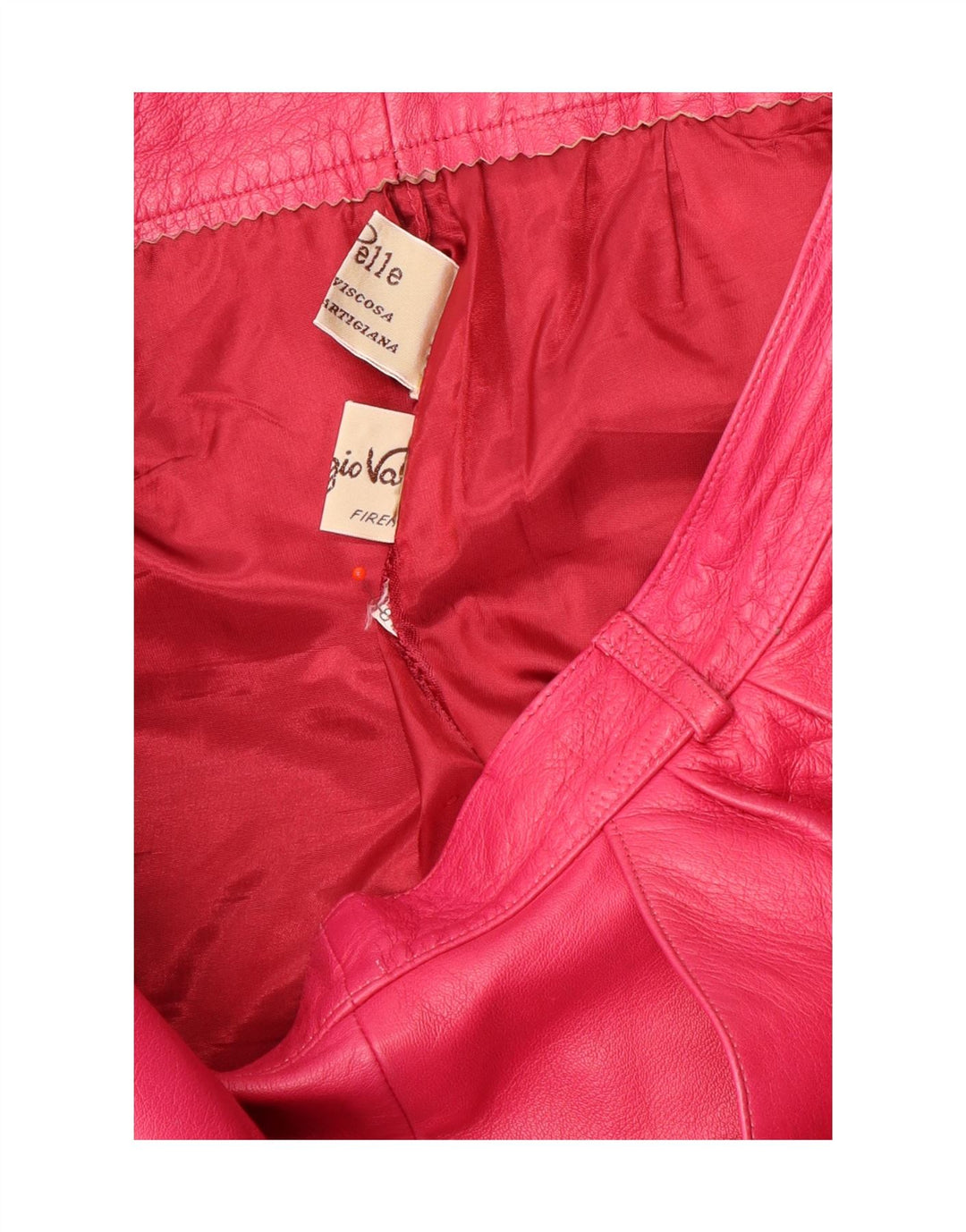 Fusta din piele vintage pentru femei W30 din piele roz mediu