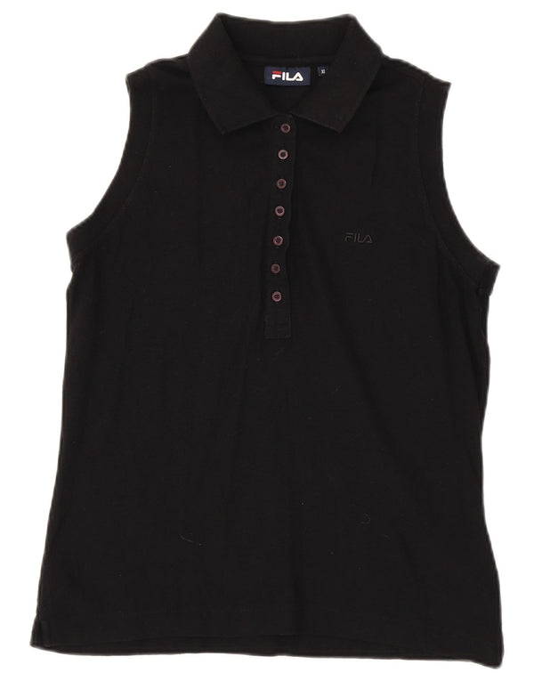 Tricou Polo Fara Maneci Fete Fila 15-16 Ani XL Bumbac Negru