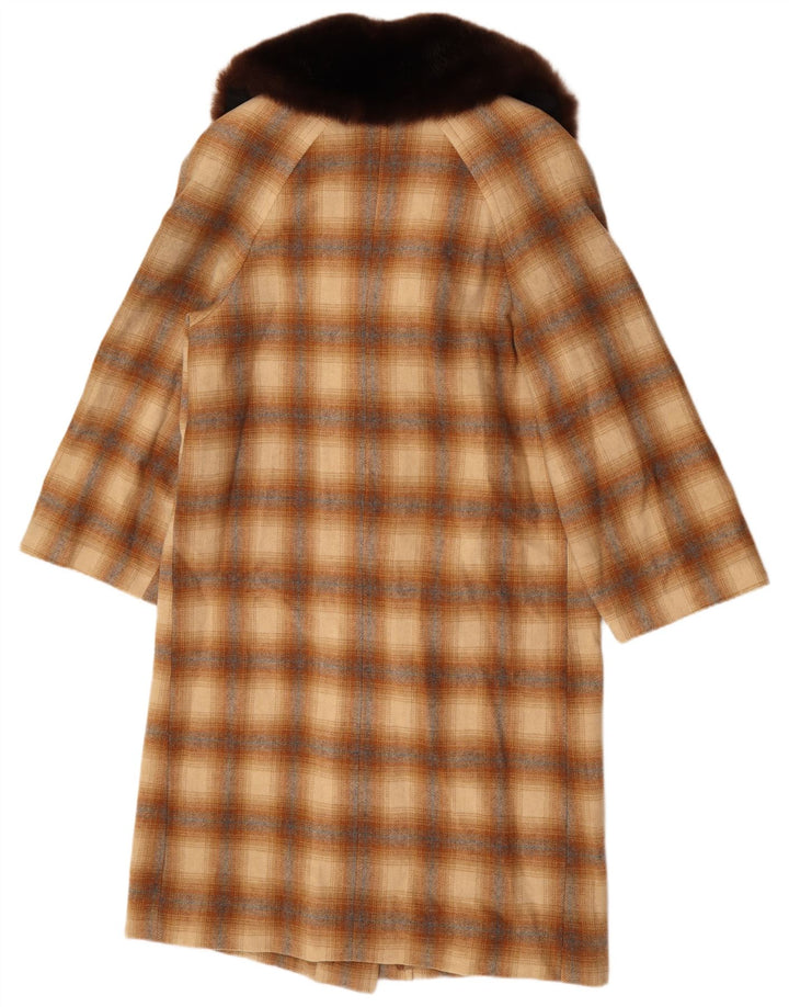 Pardesiu vintage pentru femei UK 14 Medium Brown Check