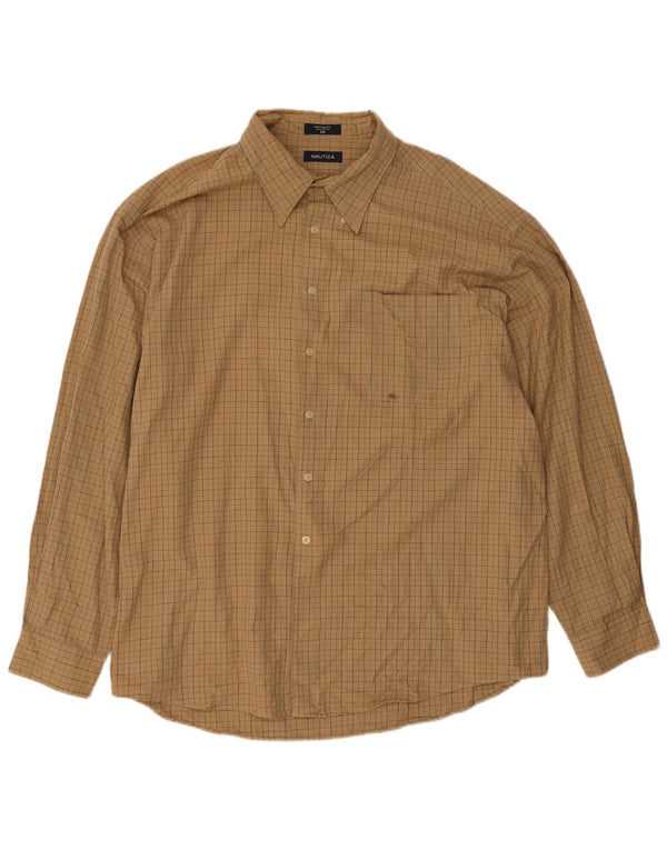 Cămașă pentru bărbați Nautica Flanel 2XL Beige Check Bumbac