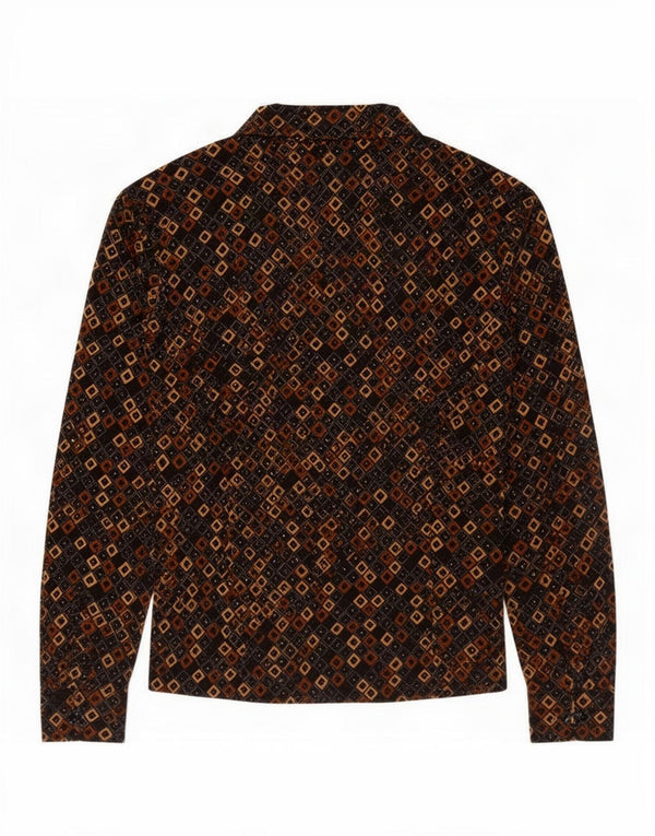 Bluză de cămașă vintage pentru femei UK 12 Medium Black Geometric