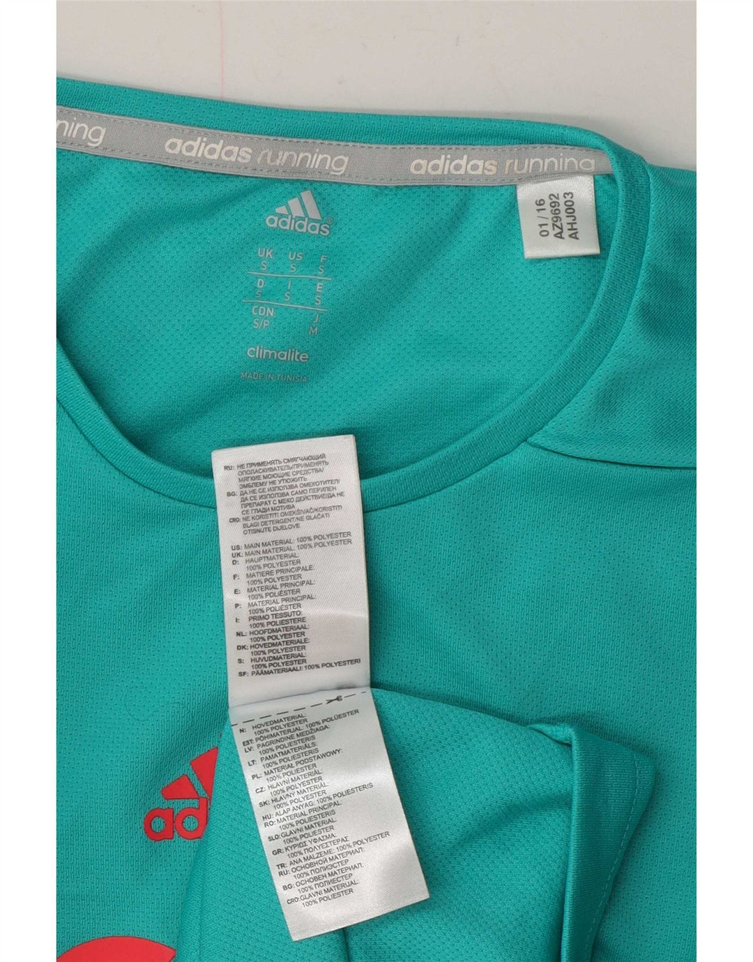 Tricou cu grafică Adidas Climalite pentru bărbați Top mic din poliester turcoaz