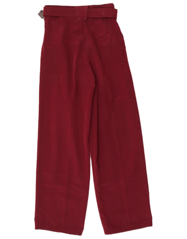 Vintage Womens High Waist Casual Trousers W26 L30 Burgundy