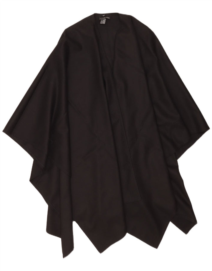 Jumper Poncho Asimetric Vintage pentru Femei Marime Unică Lână Neagră