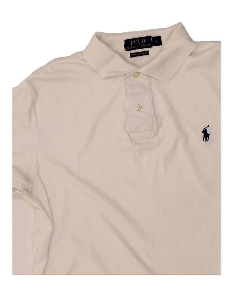 RALPH LAUREN Mens Slim Fit Polo Shirt Small White Cotton Preppy Vintage Ralph Lauren and Second-Hand Ralph Lauren from Messina Hembry 