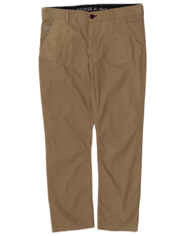 Pantaloni chino drepți Guess pentru femei UK 16 Large W32 L26 Bej Bumbac