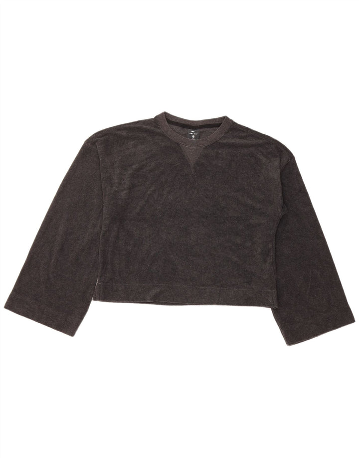 Crop Top Dri Fit Nike pentru femei cu mânecă lungă UK 10 Poliester negru mic