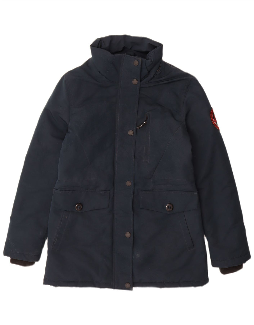 Jachetă căptușită cu glugă Superdry pentru femei UK 10 Small, bleumarin, poliester