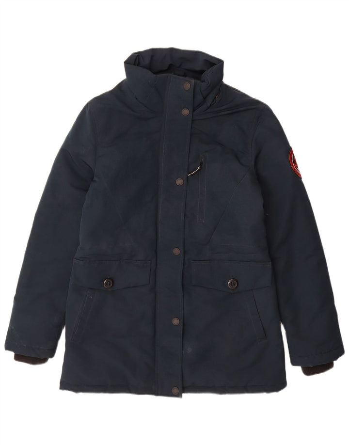 Jachetă căptușită cu glugă Superdry pentru femei UK 10 Small, bleumarin, poliester