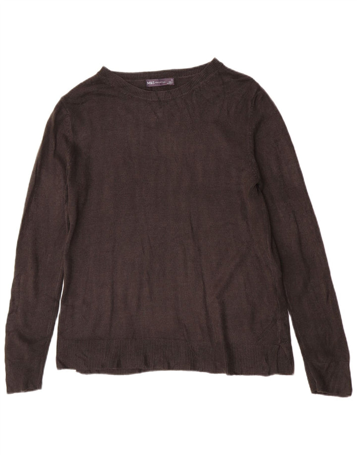 Pulover pentru femei Marks & Spencer cu gâtul cu barca UK 12 Medium Negru Acrilic