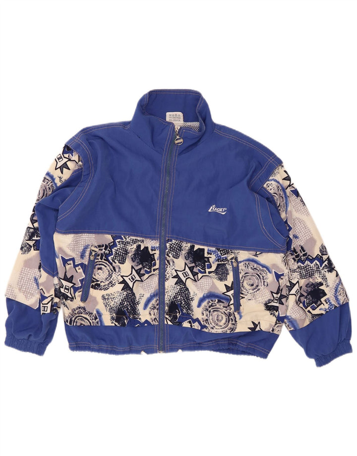 Jachetă de trening pentru femei VINTAGE UK 22 3XL Blue Geometric Bumbac