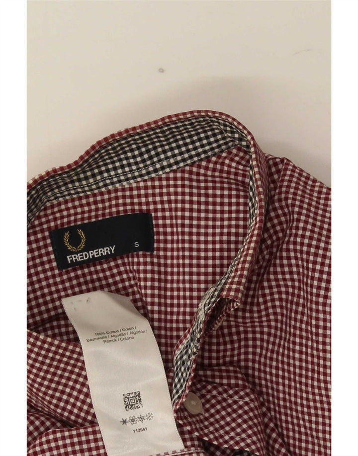 Cămașă Fred Perry pentru bărbați, bumbac vichy burgundă