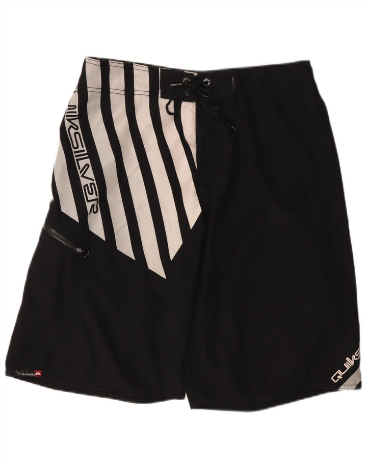 Pantaloni scurți de înot grafic Quiksilver pentru bărbați, negru mediu, poliester bloc de culoare