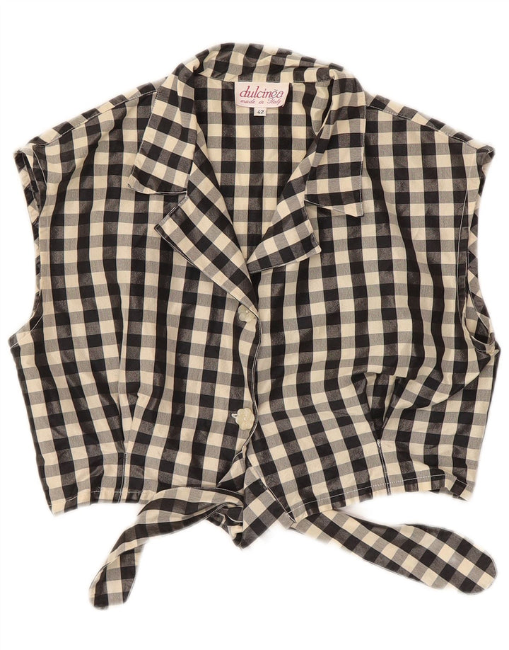 Bluză cămașă fără mâneci pentru femei de epocă IT 42 Medium Black Gingham