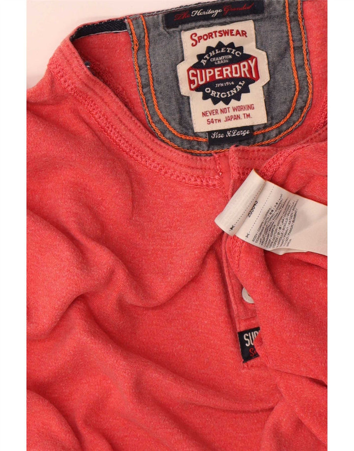Top pentru bărbați Superdry cu mânecă lungă XL, bumbac roșu