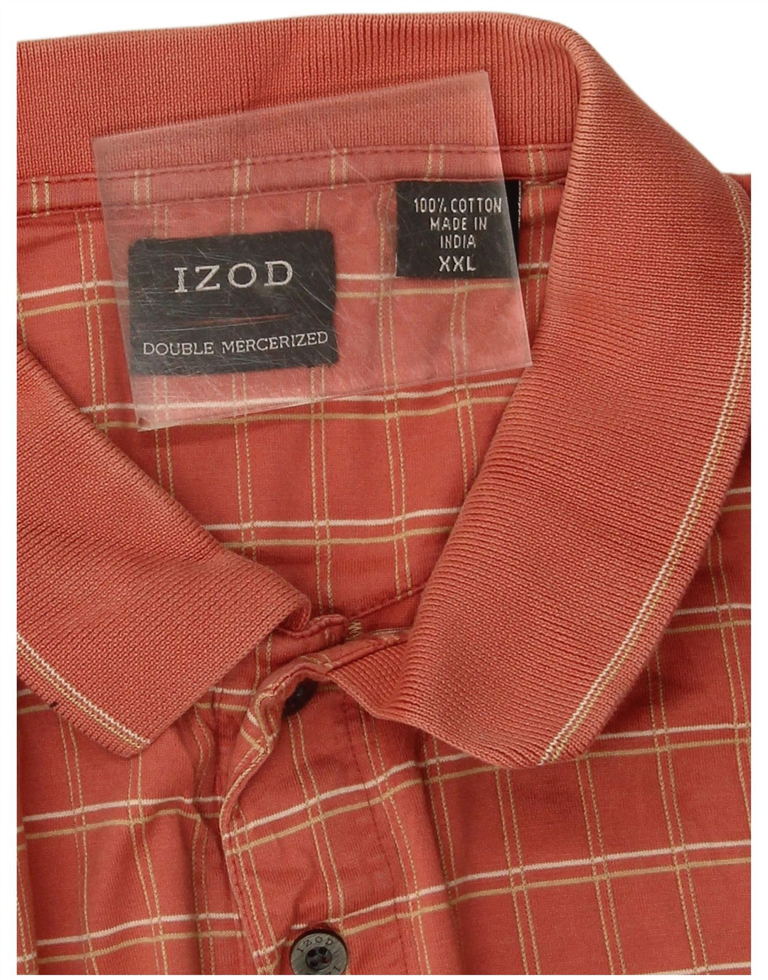 Tricou Polo Izod pentru bărbați 2XL, bumbac cu carouri portocalii