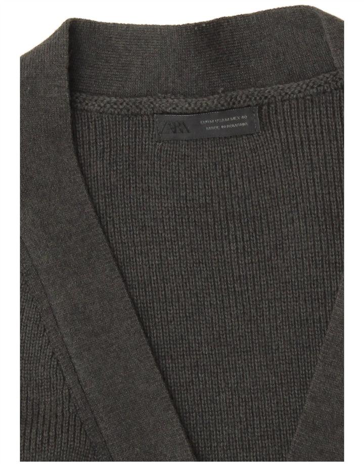Pulover cardigan cu fermoar complet Zara pentru bărbați, bumbac gri mediu