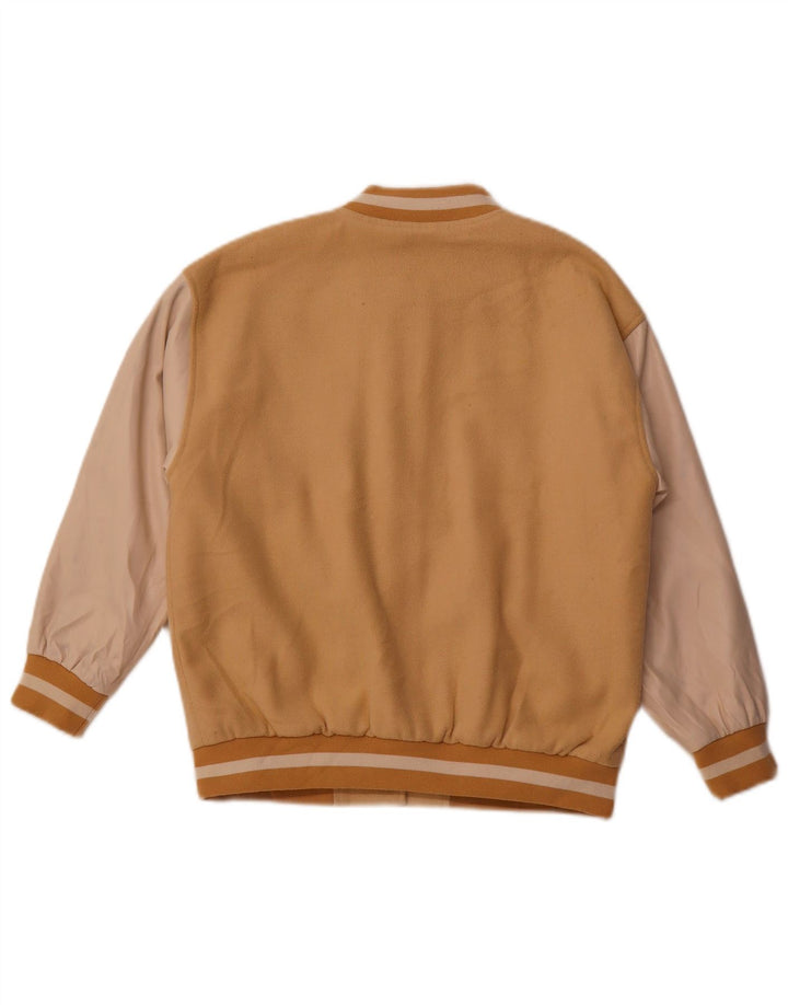 ZARA Girls Graphic Varsity Jacket 9-10 Years Brown Colourblock Polyester