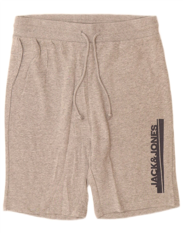 Pantaloni scurți sport grafic Jack & Jones pentru bărbați, bumbac, gri mic