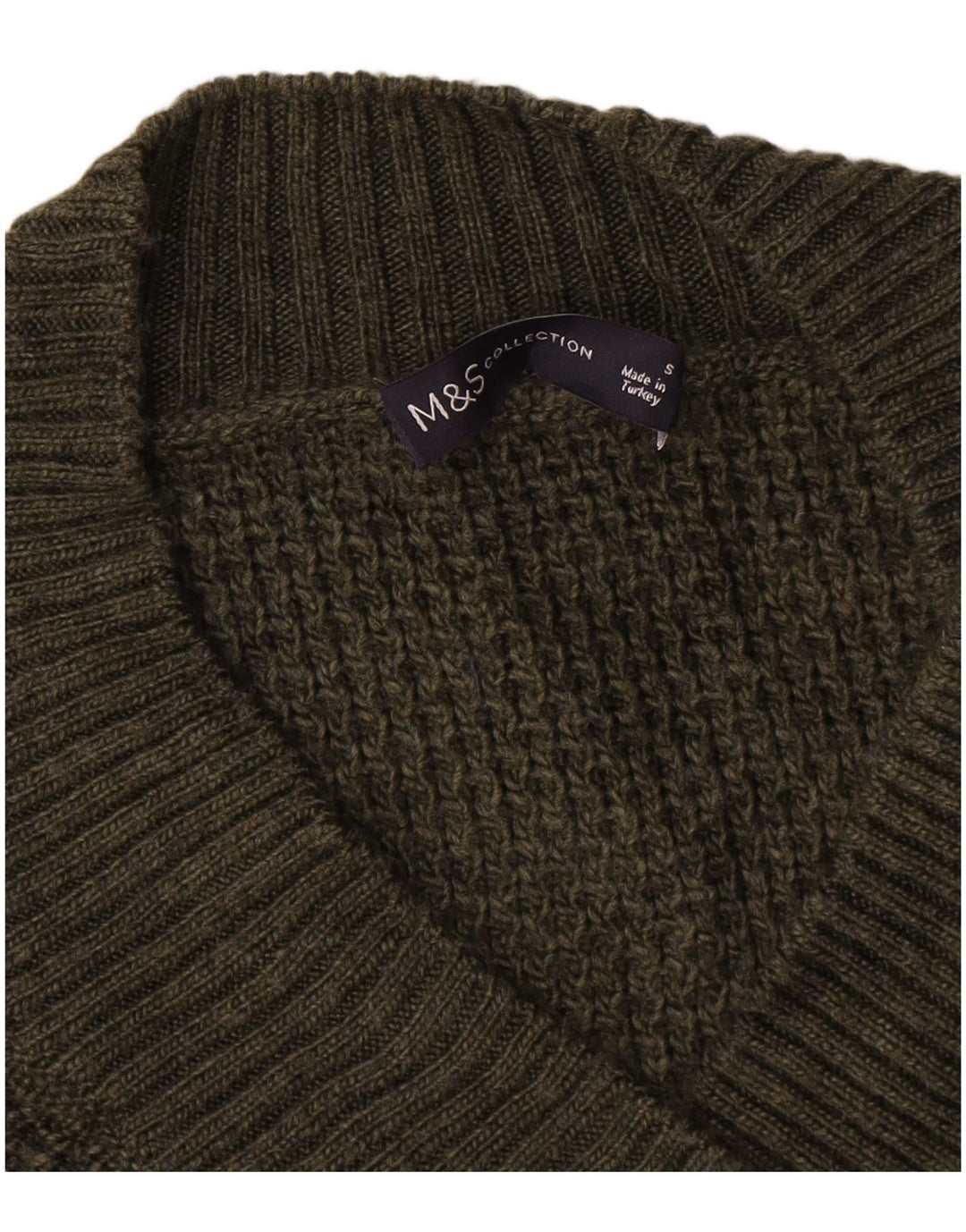 Marks & Spencer Pulover supradimensionat pentru femei cu decolteu în V UK 10 Small Green