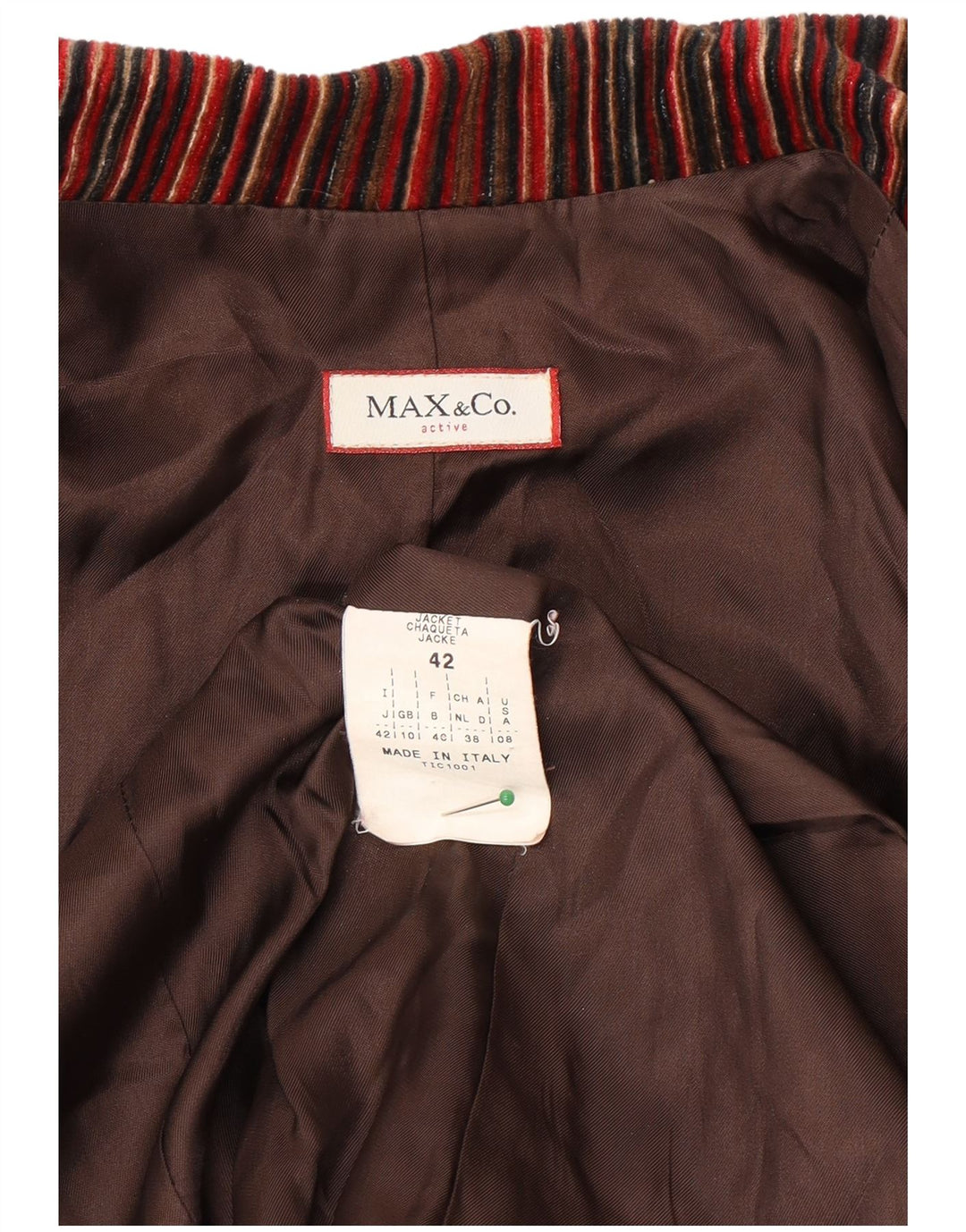 Blazer pentru femei Max & Co. Jachetă cu 3 nasturi UK 10 Mic Burgundy cu dungi