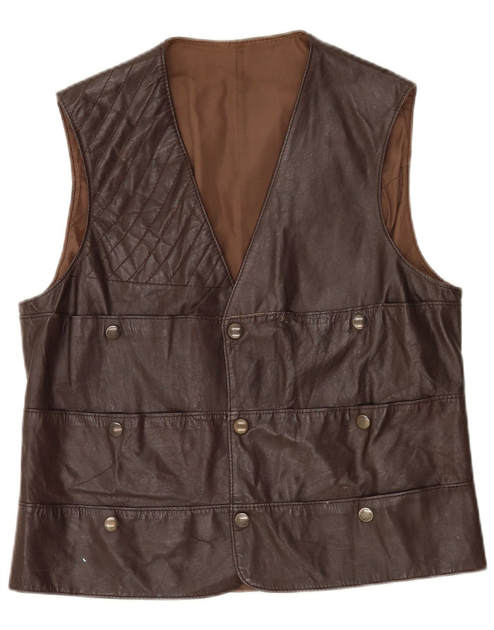 Gilet vintage pentru bărbați din piele UK 36 mic maro