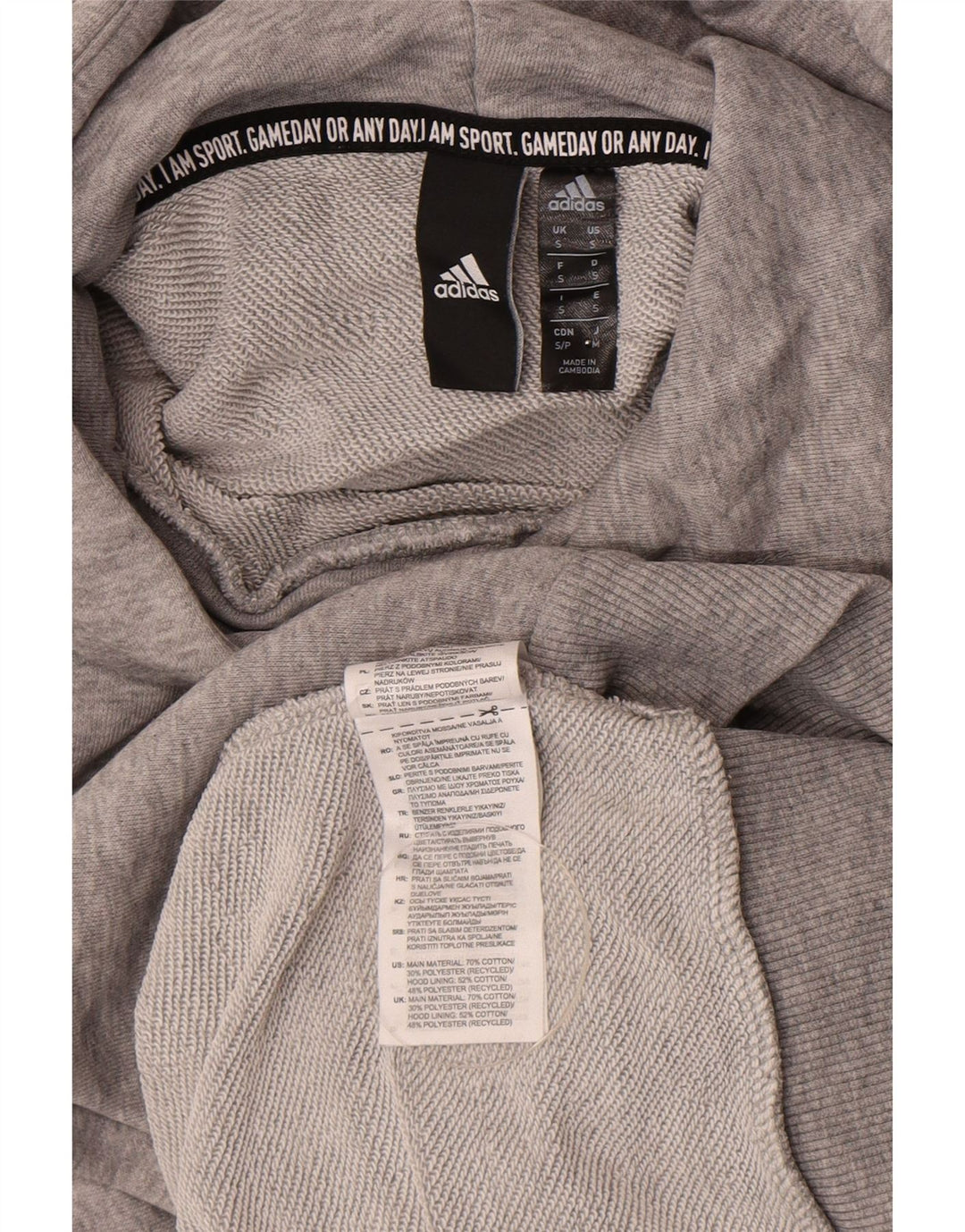 Pulover Adidas pentru bărbați cu capota, bumbac, gri mic