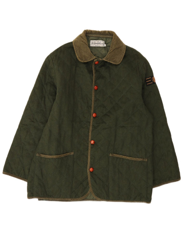 St. Germain Mens Quilted Jacket IT 52 XL Khaki Colourblock Wool