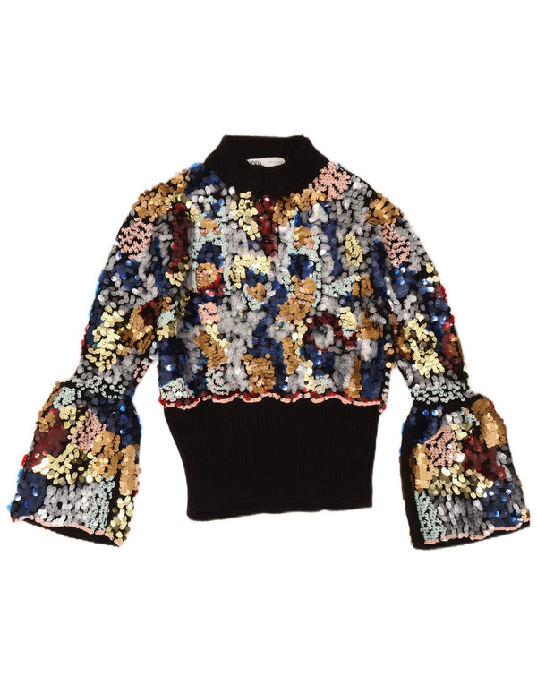 Pulover cu gât țestoasă pentru femei Zara UK 12 Medium, multicolor, pete
