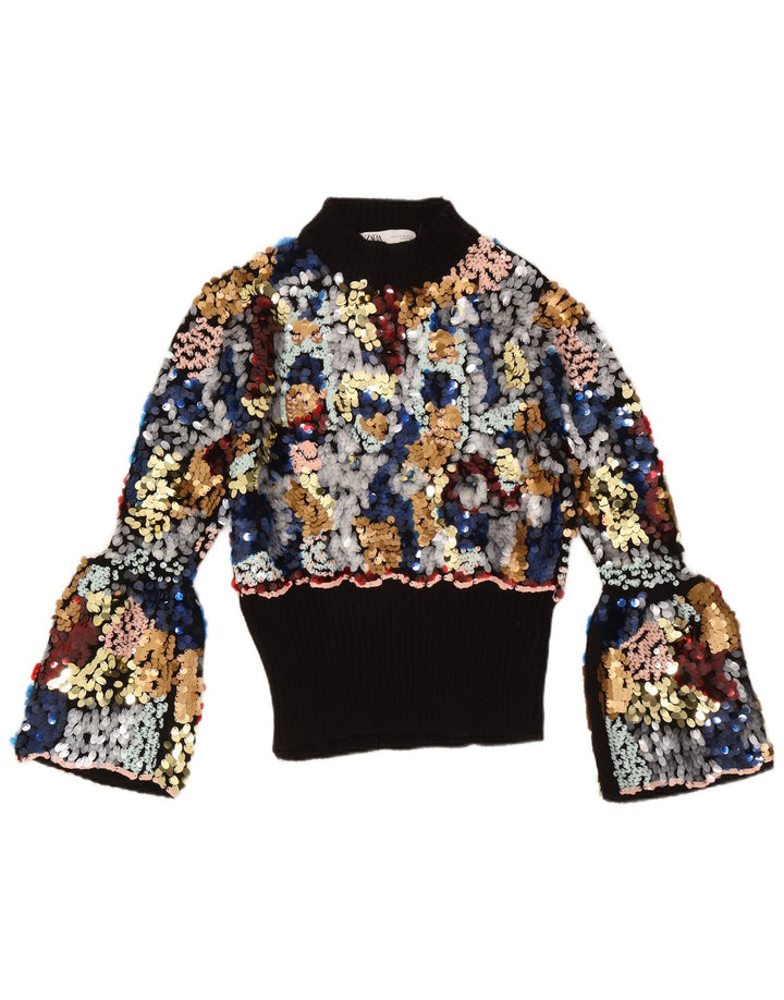 Pulover cu gât țestoasă pentru femei Zara UK 12 Medium, multicolor, pete