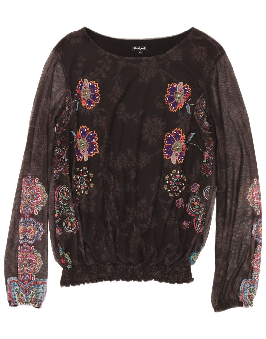 Bluză cu mânecă lungă pentru femei DESIGUAL UK 12 Medium Black Floral