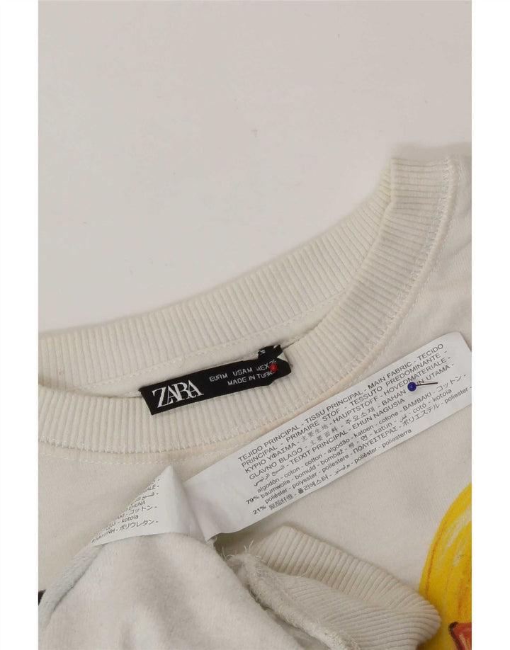 Pulover pentru femei Zara, cu model abstract, UK 14 Medium Off White