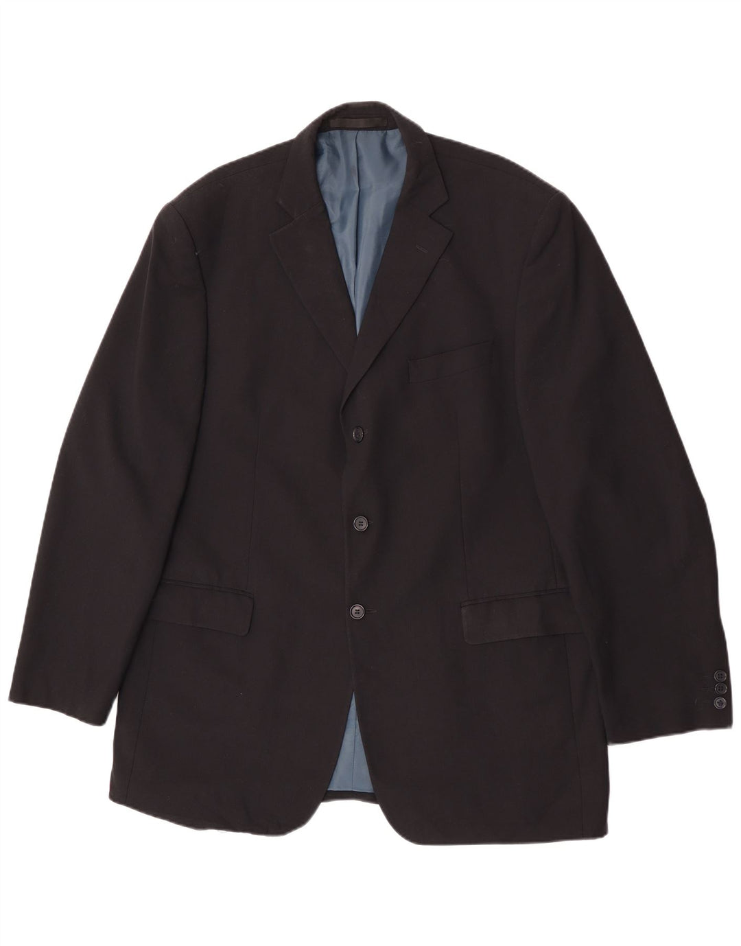 Jachetă pentru bărbați Marks & Spencer cu 3 nasturi, UK 44 XL, poliester, albastru bleumarin