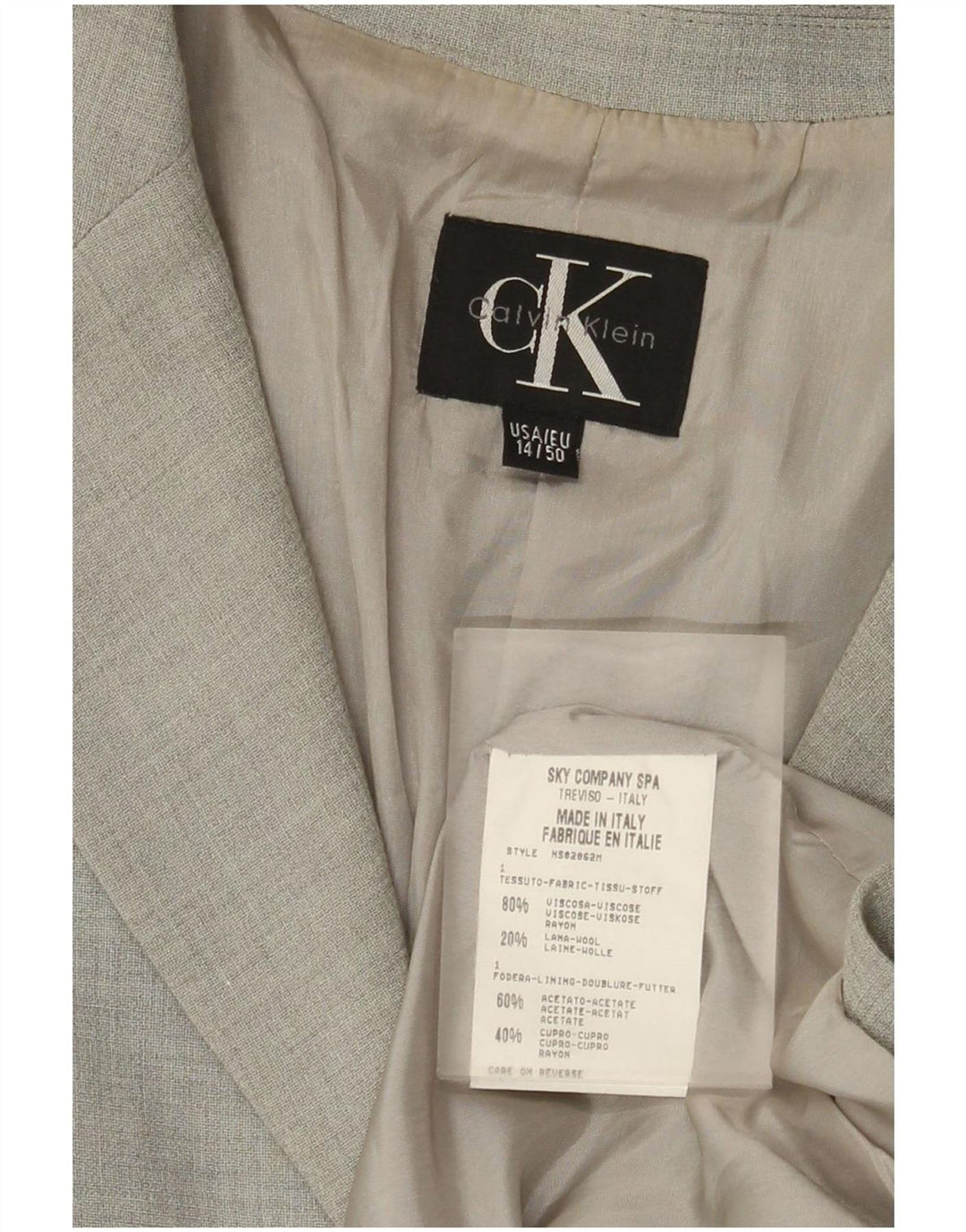 Jachetă Calvin Klein pentru femei, cu 3 nasturi, în viscoză gri US 14 XL