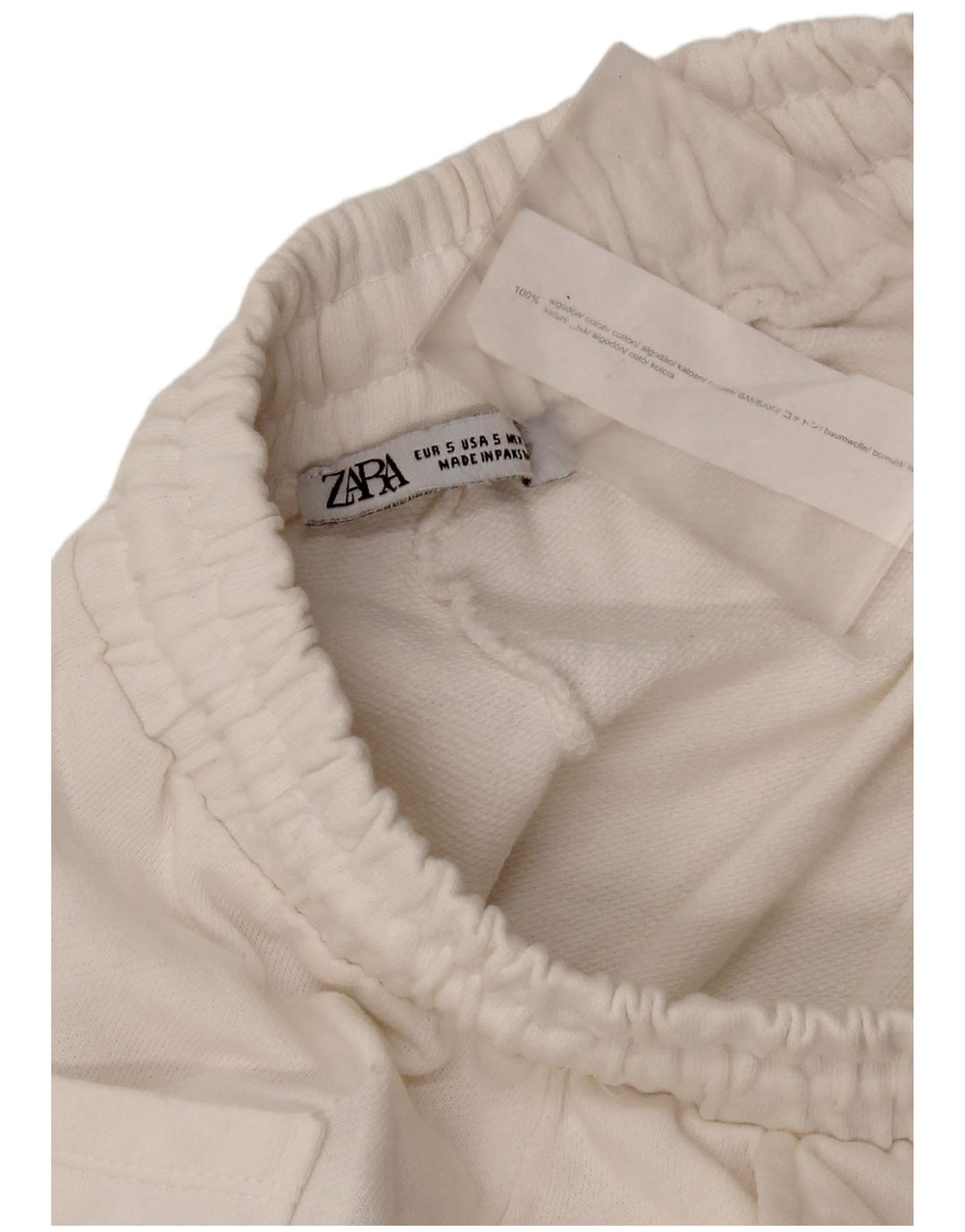 Pantaloni obișnuiți pentru femei Zara UK 8, bumbac alb mic