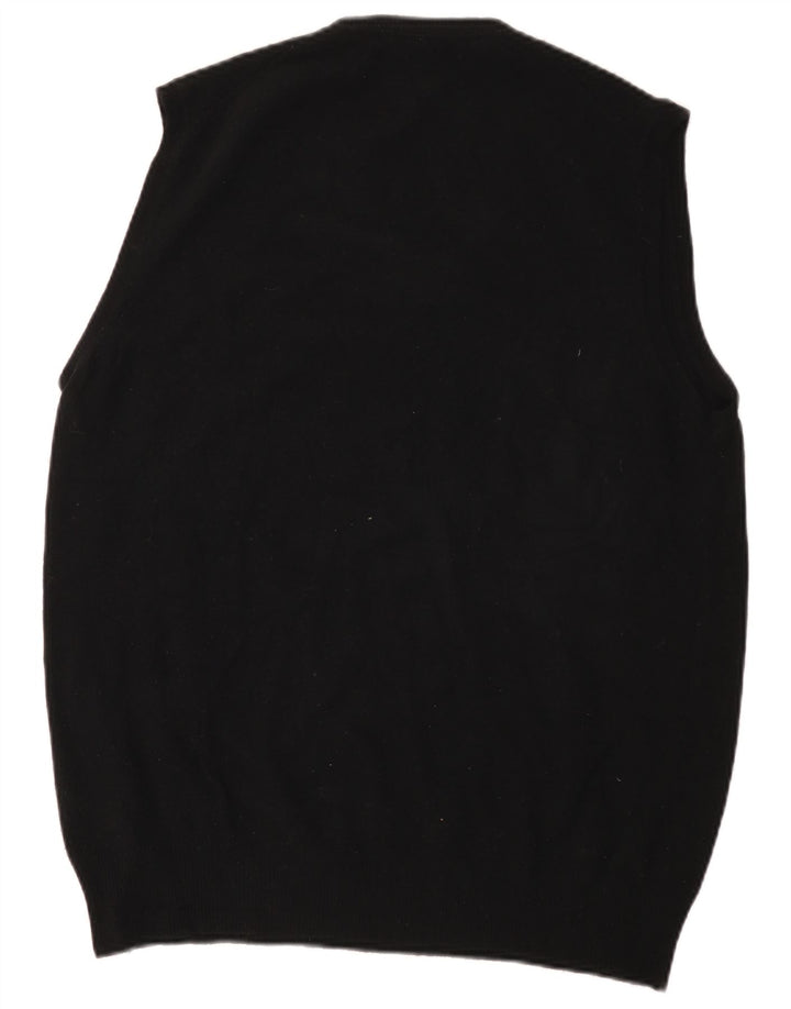 Benetton Mens Slim Fit Vest Tank Top XL Lână neagră