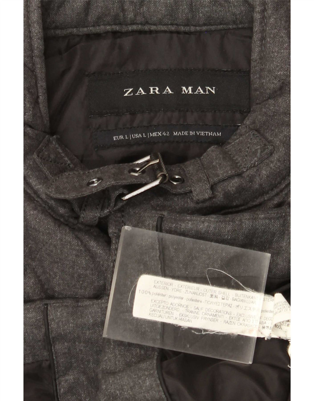 Jachetă matlasată pentru bărbați Zara UK 40 mare, gri, poliester