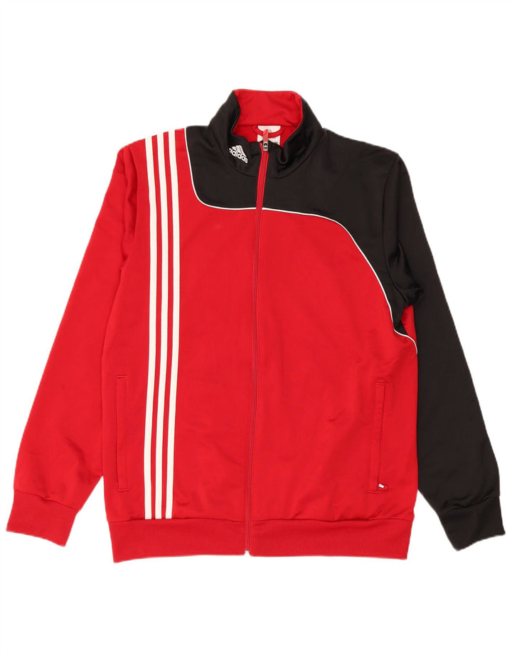 ADIDAS Mens Tracksuit Top Jacket UK 42/44 Large Red Colourblock Polyester