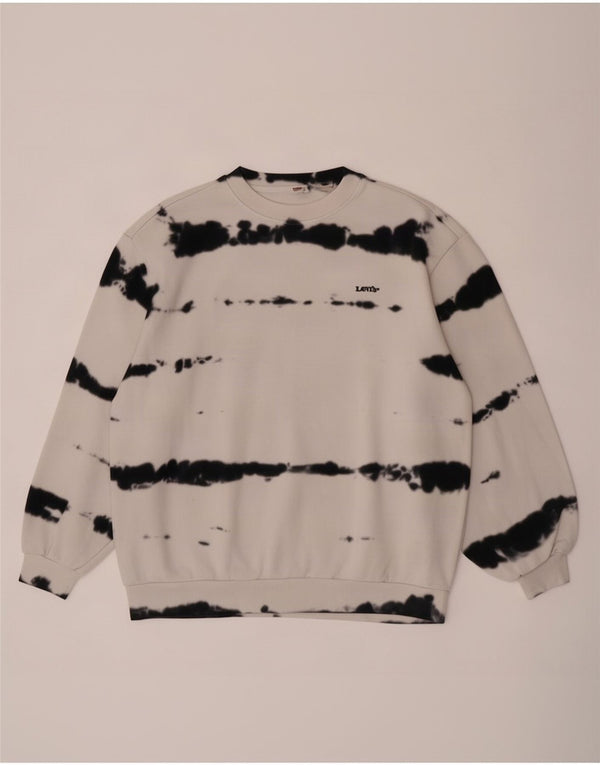 Levi's Mens Sweatshirt Jumper Medium Off White Tie Dye Cotton