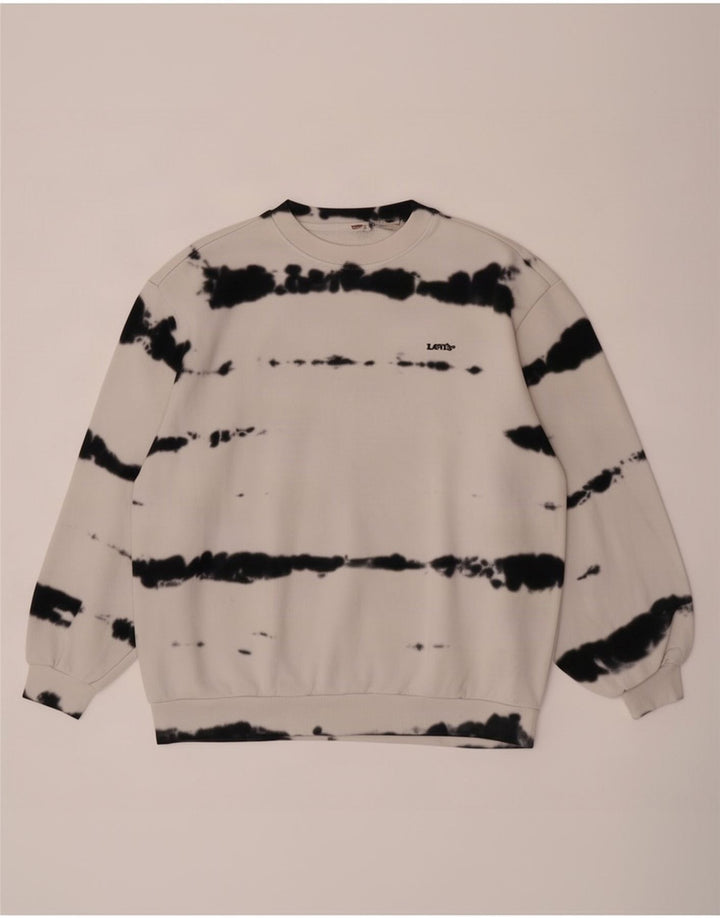 Pulover pentru bărbați Levi's Pulover mediu din bumbac Tie Dye alb