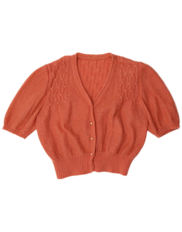 Cardigan vintage cu mânecă scurtă pentru femei UK 14 mare portocaliu